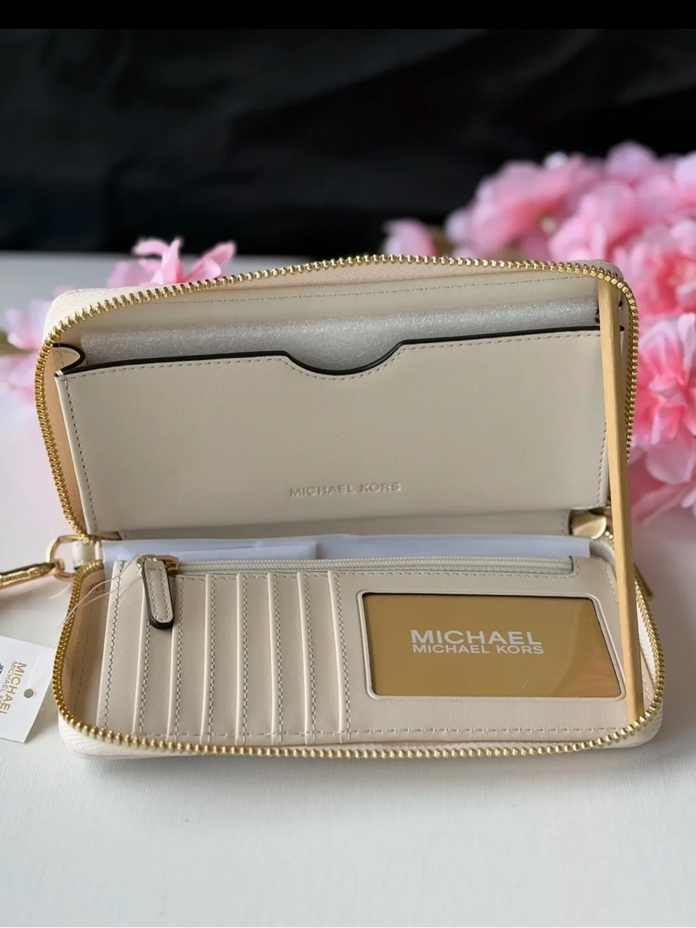 Michael Kors Cream Quilted Heart Satchel and Wristlet Set